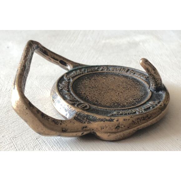 Vintage 1974 Solid Brass Belt Buckle Windflower Hippie Boho Tech Ether Guild - Picture 5 of 10